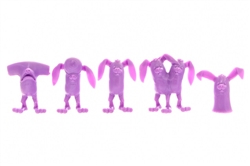 Full Set of All 5 BunnyWith Purple Mini figures by Alex Pardee