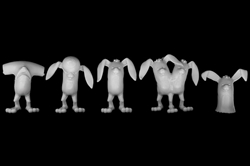 Full Set of All 5 BunnyWith White Mini figures by Alex Pardee