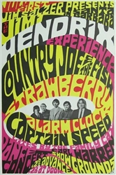 Jimi Hendrix Experience 2nd Printing Concert Poster At Earl Warren Showgrounds