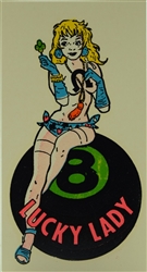 Lady Luck 8 Ball Vintage Impok Water Slide Decal