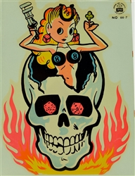Lady Luck In Skull Vintage Impok Water Slide Decal